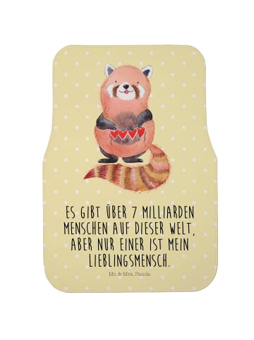 Mr. & Mrs. Panda Fahrer Autofußmatte Roter Panda mit Spruch in Gelb Pastell