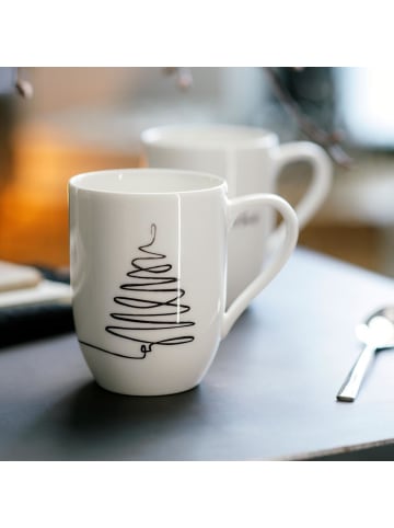 Villeroy & Boch 2er Set Kaffeebecher XMAS Statement in Weiß 280 ml in weiß