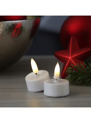 MARELIDA 2er Set LED Teelichter flackernd Timer inkl. Batterien D: 3,8cm in weiß