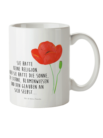 Mr. & Mrs. Panda Plastikbecher Blume Mohnblume mit Spruch in Weiß