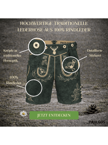 PAULGOS Lederhose Kurz Echtleder HK5 in Grau