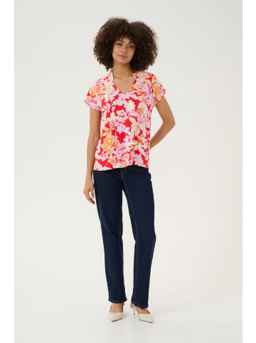 CULTURE Kurzarm-Bluse CUaudrey Relaxed fit in Red/Pink Flower