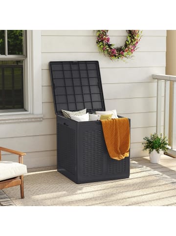 COSTWAY Gartenbox 145 L, Auflagenbox in Anthrazit