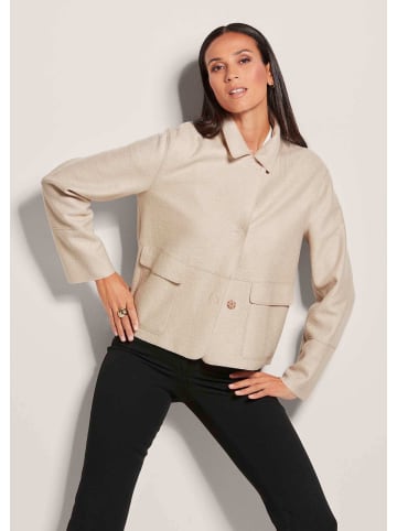 MADELEINE Wollblazer mit Klappkragen und Pattentaschen in kiesel