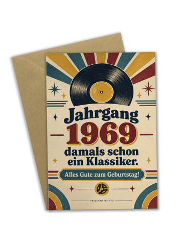 Geburtstagskarte 1969. Geburtstag Schallplatte ... in Weiß