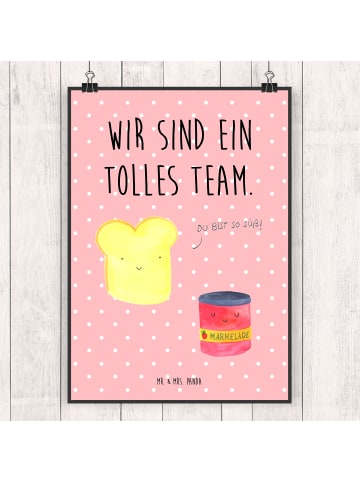 Mr. & Mrs. Panda Bild Toast Marmelade mit Spruch in Rot Pastell