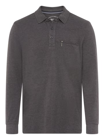 Man's World Langarm-Poloshirt in anthrazit melange