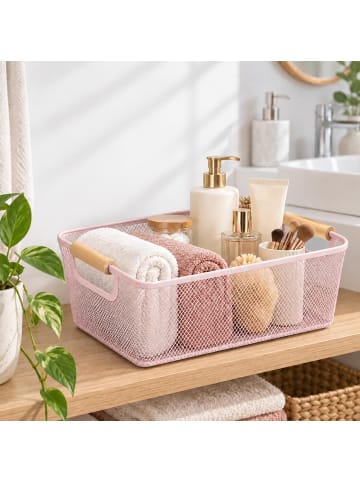 relaxdays Drahtkorb in Rosa - (B)37 x (H)16,5 x (T)22,5 cm