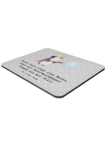 Mr. & Mrs. Panda Mouse-Pad Stilvolle Feuerwehrmann mit Spruch in Grau Pastell