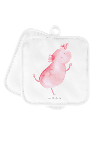 Mr. & Mrs. Panda 2er Set Topflappen  Axolotl Tanzen ohne Spruch in Weiß