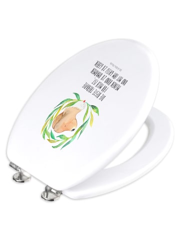 Mr. & Mrs. Panda Toilettendeckel Hund Blumen mit Spruch in Weiß