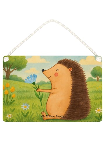 Mr. & Mrs. Panda Schild Igel Blumen Design ohne Spruch in Weiß