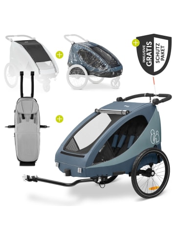Hauck 2in1 Fahrradanhänger Sparset Dryk Duo Plus in blau