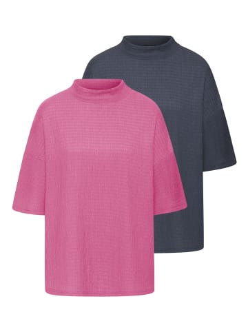 LASCANA Kurzarmshirt in pink, navy