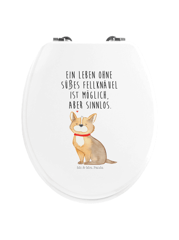 Mr. & Mrs. Panda Motiv WC Sitz Hund Glück mit Spruch in Weiß