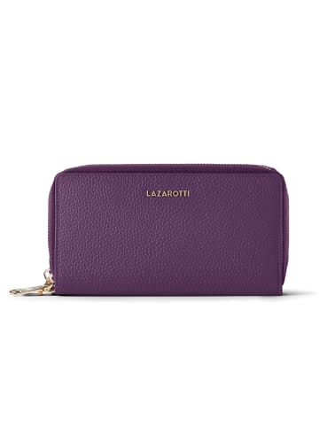 Lazarotti Bologna Leather XL Double Zip-Around Geldbörse RFID Leder 20 cm in purple