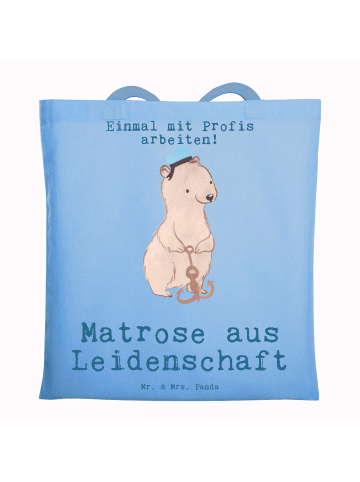 Mr. & Mrs. Panda Einkaufstasche Matrose Leidenschaft mit Spruch in Sky Blue