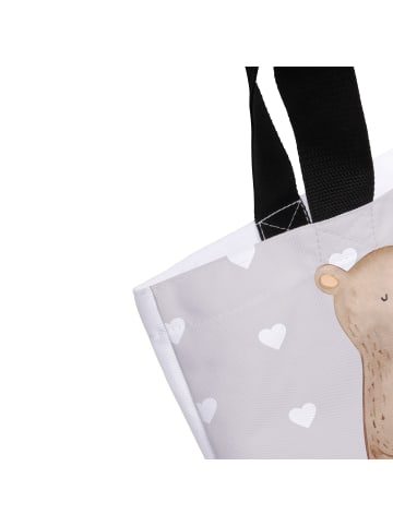 Mr. & Mrs. Panda Strandtasche Bär und Hase Umarmen ohne Spruch in Grau Pastell