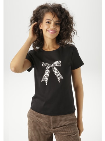 Aniston CASUAL T-Shirt in schwarz-weiß-taupe