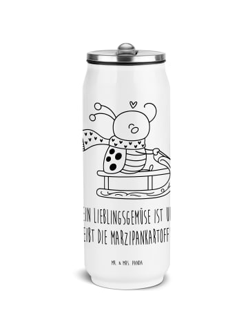 Mr. & Mrs. Panda Getränkedosen Trinkflasche Smörle Rodeln mit Sp... in Weiß