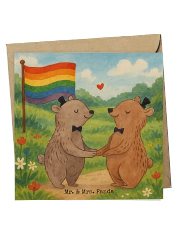 Mr. & Mrs. Panda doppelkarte Bären Gay Pride Design ohne Spruch in Weiß