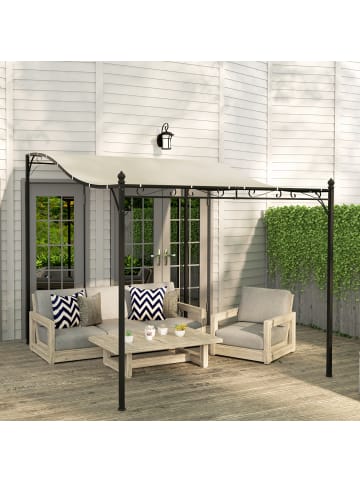 Outsunny Anbaupavillon 248L x 298B x 250H cm Cremeweiß