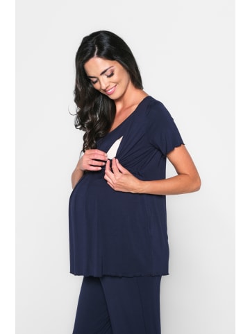 Cool Mama Umstands- und Still-Pyjama 2 in 1 in Navy blau