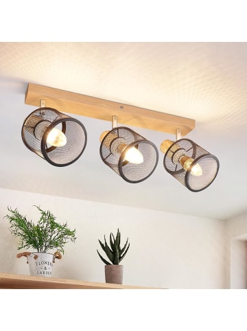 ZMH DDeckenleuchte in Schwarz 3-flammige E14 Holz Modern Küchelampe