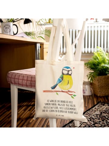 Mr. & Mrs. Panda Tote Bag Vogel Blaumeise mit Spruch in Creme