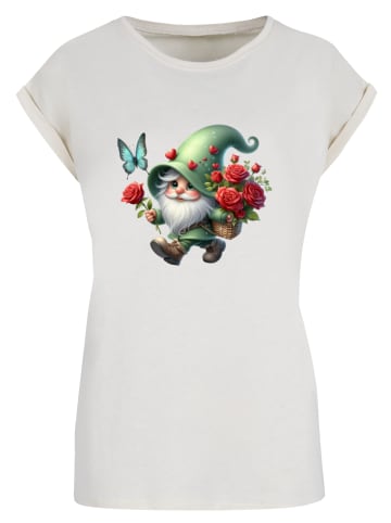 F4NT4STIC T-Shirt Gnom Frühling Blumen Schmetterling in Whitesand