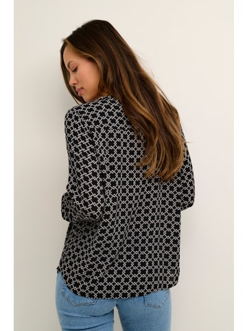 Kaffe Langarm - Hemd KAjaden Regular fit in Black/White Geometric Print