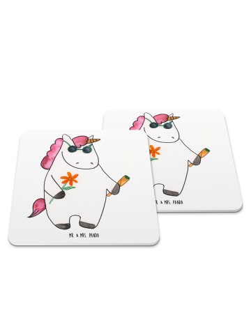 Mr. & Mrs. Panda Bierdeckel Einhorn Woodstock ohne Spruch in Weiß