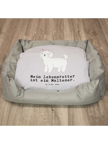 Mr. & Mrs. Panda Hundekissen Malteser Lebensretter mit Spruch in Grau Pastell