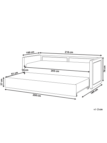 Beliani Tagesbett MIMIZAN in Rosa - (W) 184 x (H) 76 x (L) 216 cm