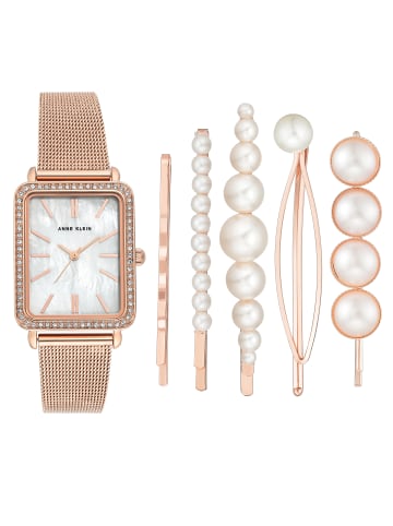 Anne Klein Quarzuhr Geschenksets in weiß perlmutt / rosegold