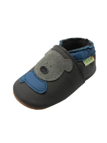 Yalion Leder-Krabbelschuhe "Bären" in Grau
