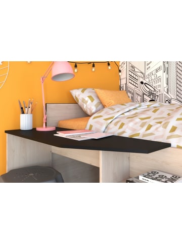 Parisot Kinderzimmer-SET 2-teilig Eiche Jackson, schwarz, Jugendzimmer mit Stauraumbett