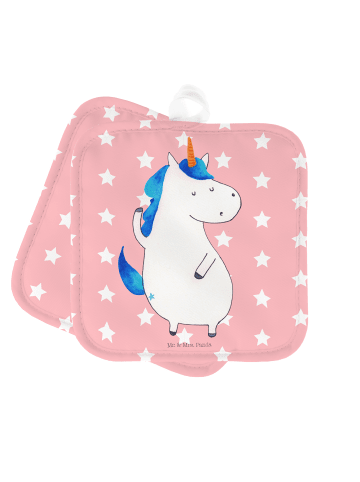 Mr. & Mrs. Panda Topflappen Einhorn Mann ohne Spruch in Rot Pastell