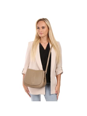 Toscanto Leder Umhängetasche Toscanto Tasche taupe, beige ca. 27cm
