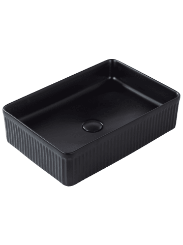 Beliani Waschbecken GELDO in Schwarz - (W) 50 x (H) 13 x (L) 34 cm