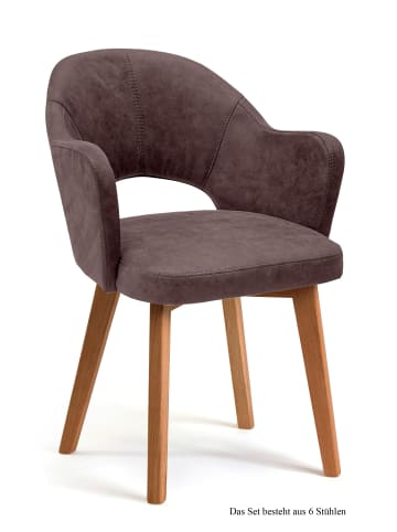 58 aufm Kessel ARMLEHNSTUHL (6er-Set) Darsie 59x87x61 Eiche geölt/Braun