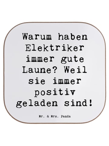 Mr. & Mrs. Panda Flaschenuntersetzer Spruch Positiver Elektriker... in Weiß