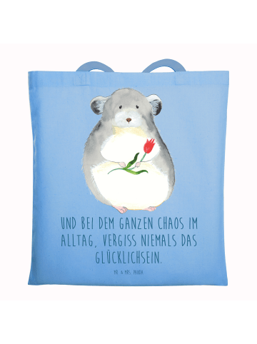 Mr. & Mrs. Panda Schultertasche Chinchilla Blume mit Spruch in Sky Blue