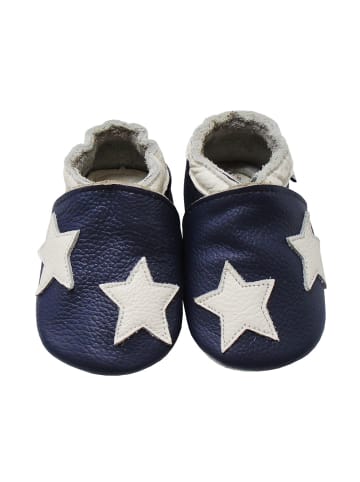 Yalion Leder-Krabbelschuhe "Stern" in Dunkelblau