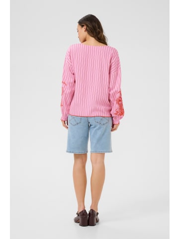 Cream Kurzarm-Bluse CRKamela Regular fit in Begonia Pink Stripe