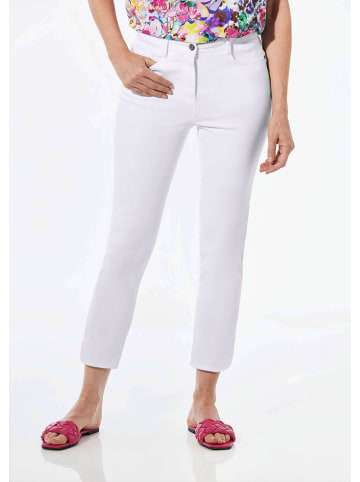 GOLDNER Kurzgröße: Hose im 5-Pocket-Stil in weiß