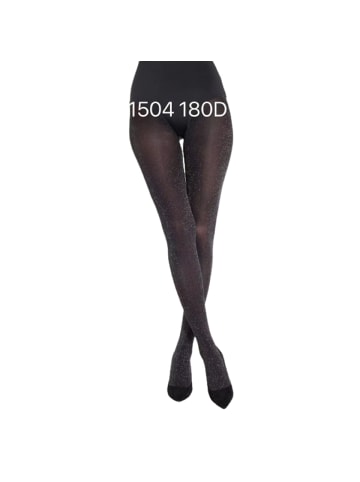 COFI 1453 Damen Strumpfhose hohe Taille gemusterte Strumpfhose Muster Optik in Schwarz