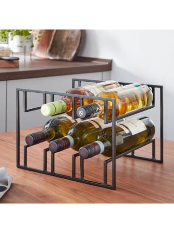 FineBuy Weinregal in Schwarz / Aluminium / 29x25x21