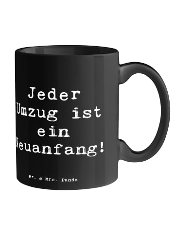 Mr. & Mrs. Panda Kaffeetasse Spruch Umzug Neuanfang mit Spruch in Schwarz