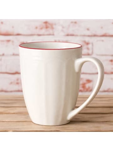 AltoBelli Becher ELLA Weiß mit Rotem Rand 330 ml